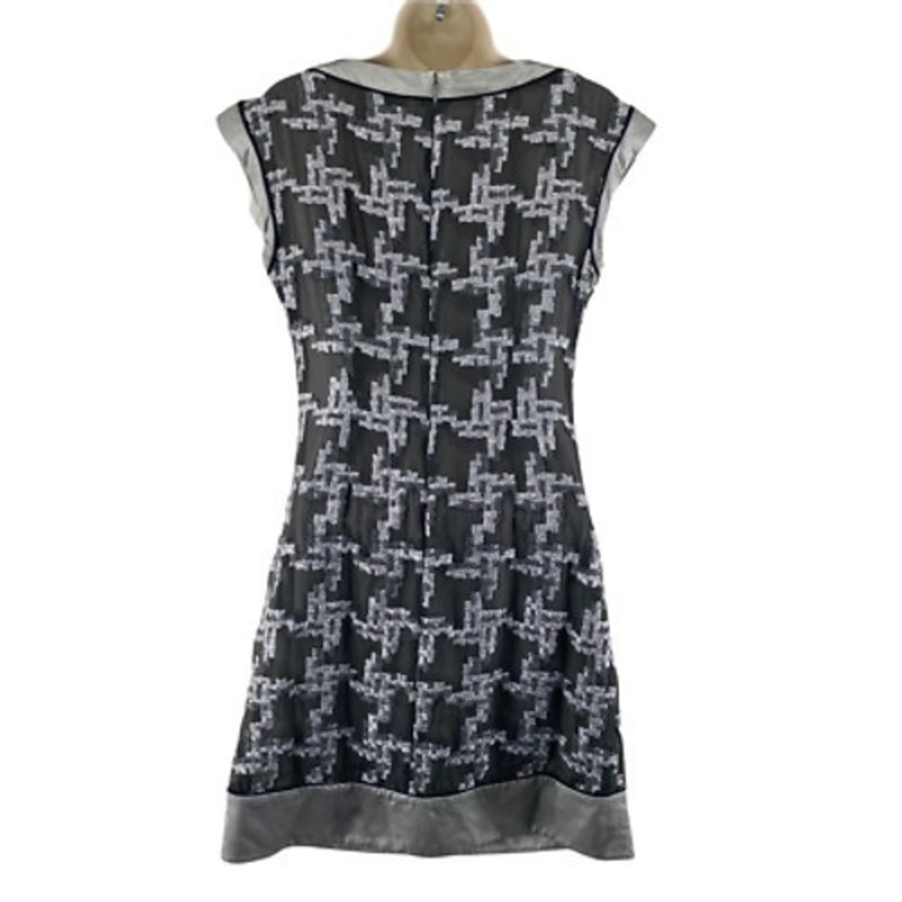 Adam Lippes Dress Womens 2 Geometric Silver Gray Silk Wool Festive Vintage - Picture 3 of 7